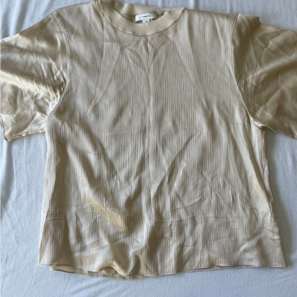 Vince Rib-Flutter Silk Top - Picture 4 of 8